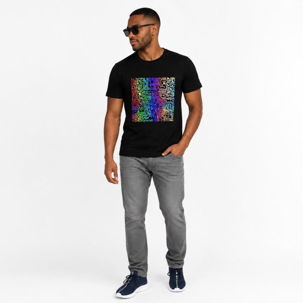 Men's T-Shirt Color Changing Graphic Black Size L New With Tags